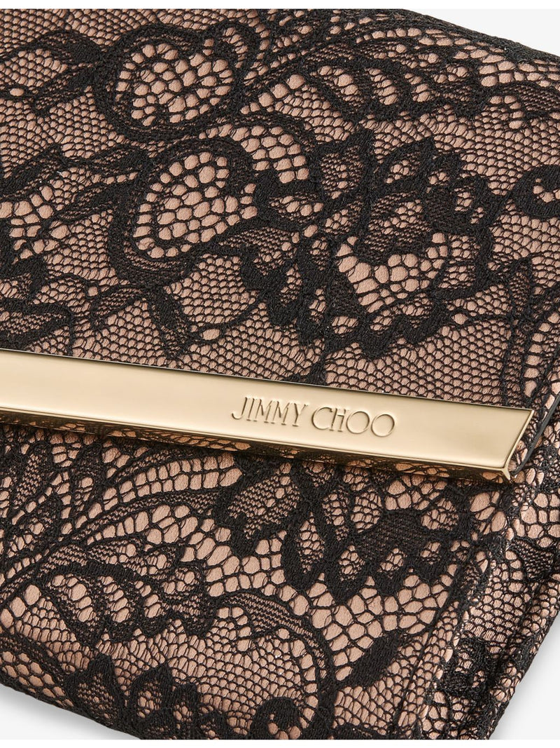 Jimmy Choo Emmie lace clutch bag with chain strap (British brand)