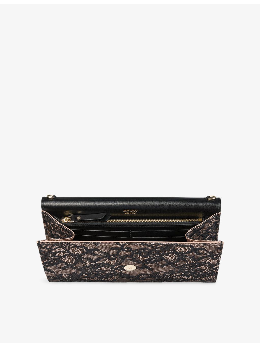 Jimmy Choo Emmie lace clutch bag with chain strap (British brand)