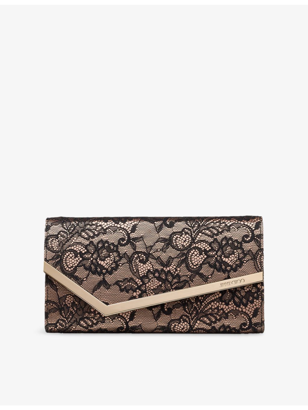 Jimmy Choo Emmie lace clutch bag with chain strap (British brand)