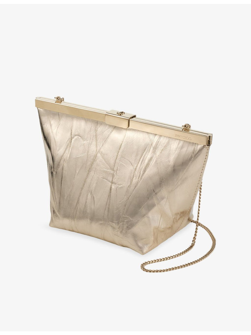 Jimmy Choo ganache metallic-leather clutch bag, UK version