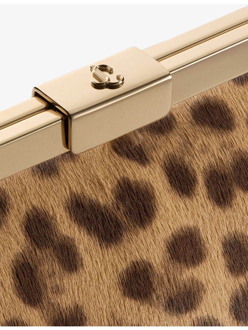 Jimmy Choo leopard-print pony hair-leather clutch bag (British brand)