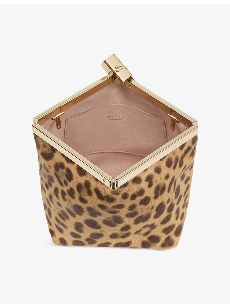 Jimmy Choo leopard-print pony hair-leather clutch bag (British brand)