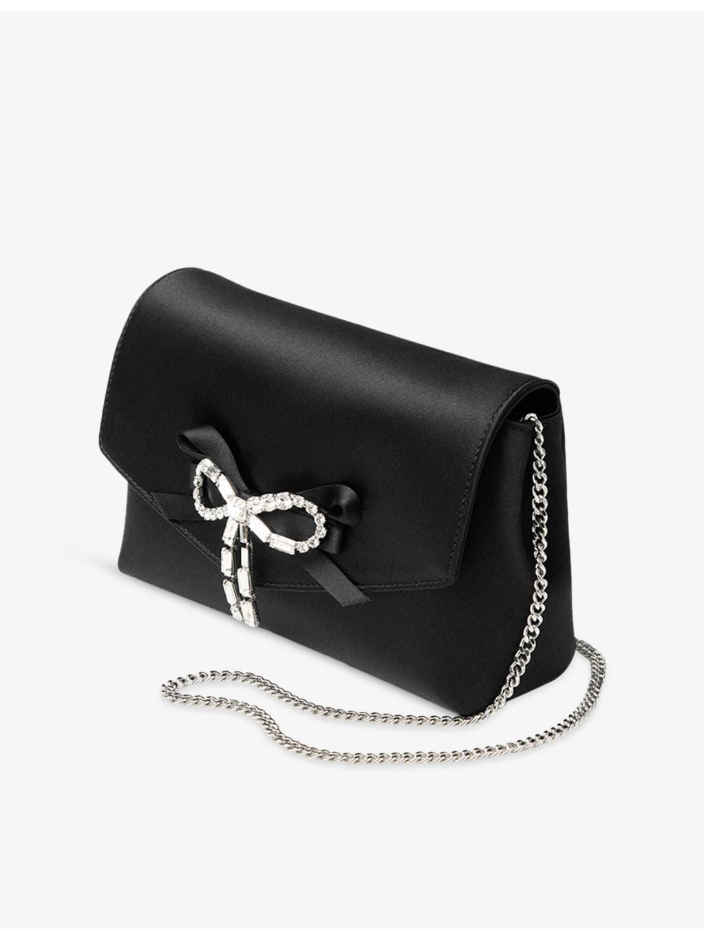Jimmy Choo soft bow mini satin clutch bag, imported from the UK