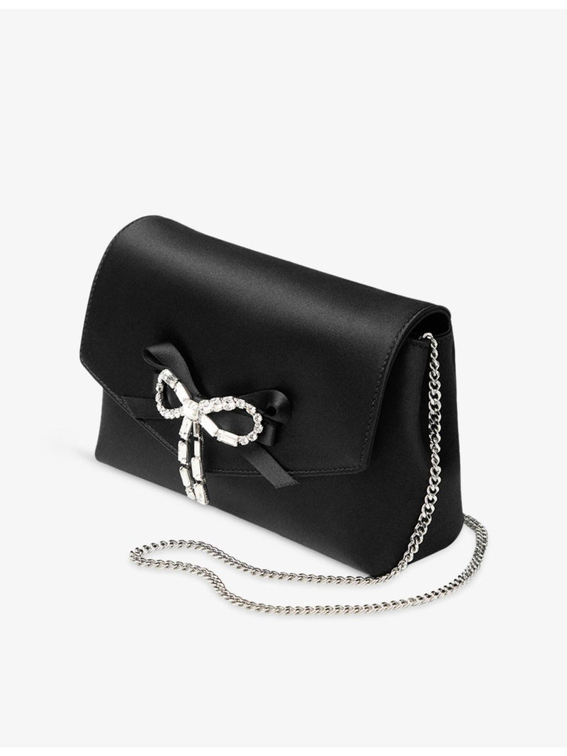 Jimmy Choo soft bow mini satin clutch bag, imported from the UK