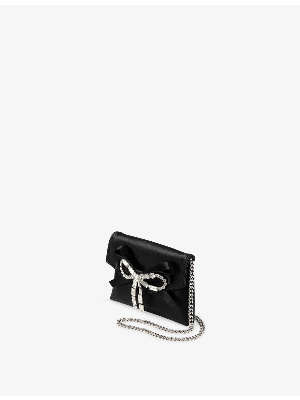 Jimmy Choo satin card holder with crystal bow, imported from the UK