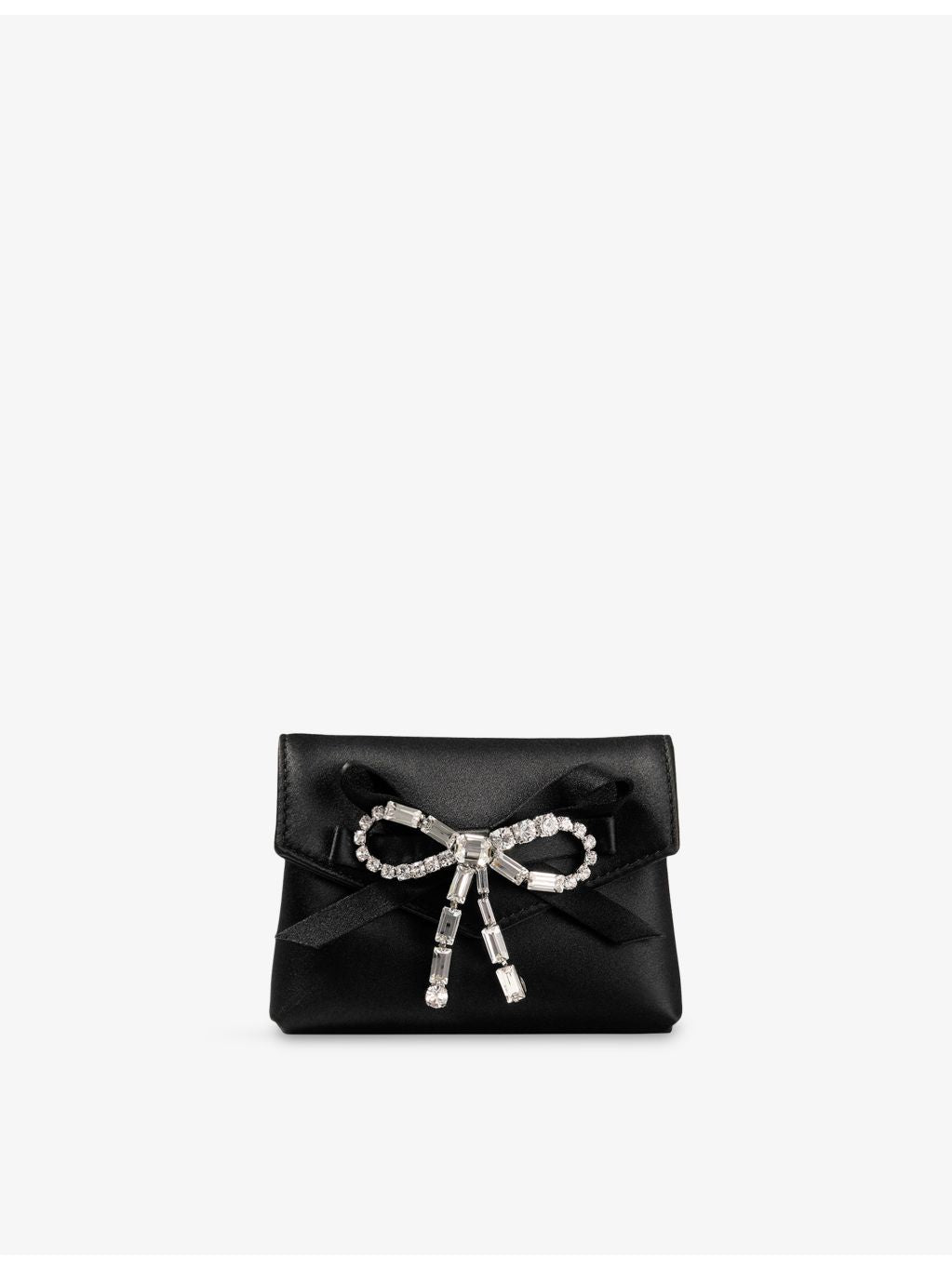 Jimmy Choo satin card holder with crystal bow, imported from the UK