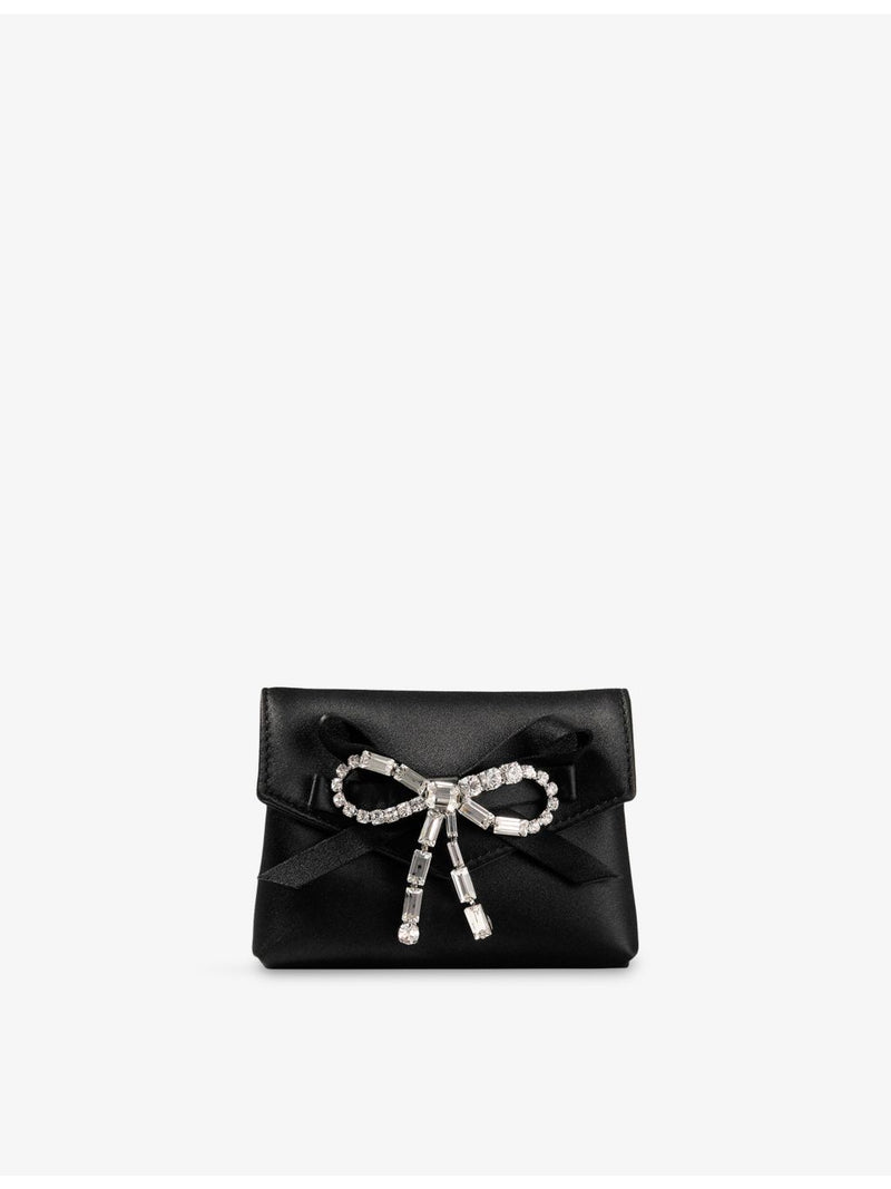Jimmy Choo satin card holder with crystal bow, imported from the UK