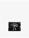 Jimmy Choo satin card holder with crystal bow, imported from the UK