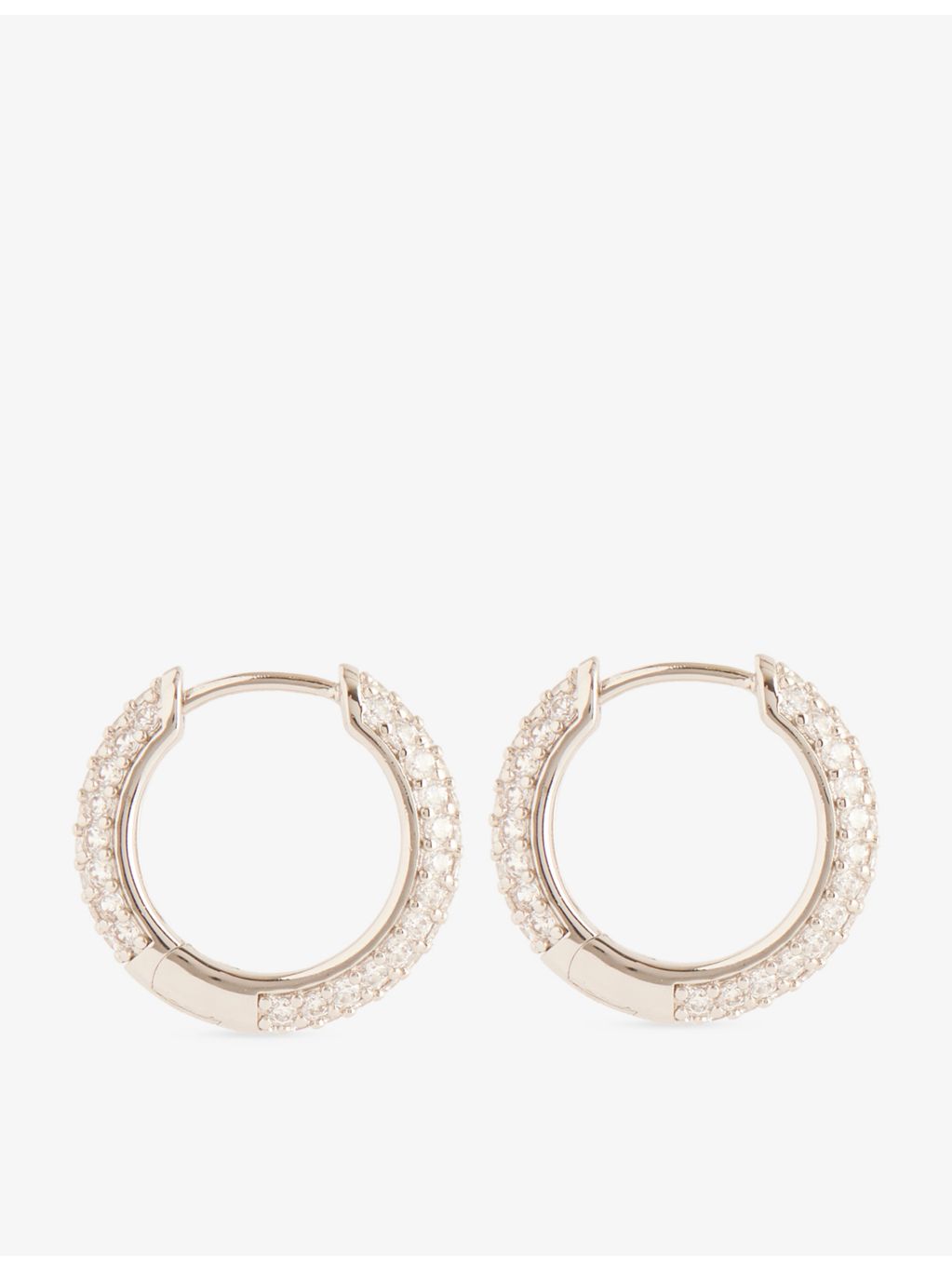 DARKAI hoop pavé earrings 18ct white gold-plated - British product