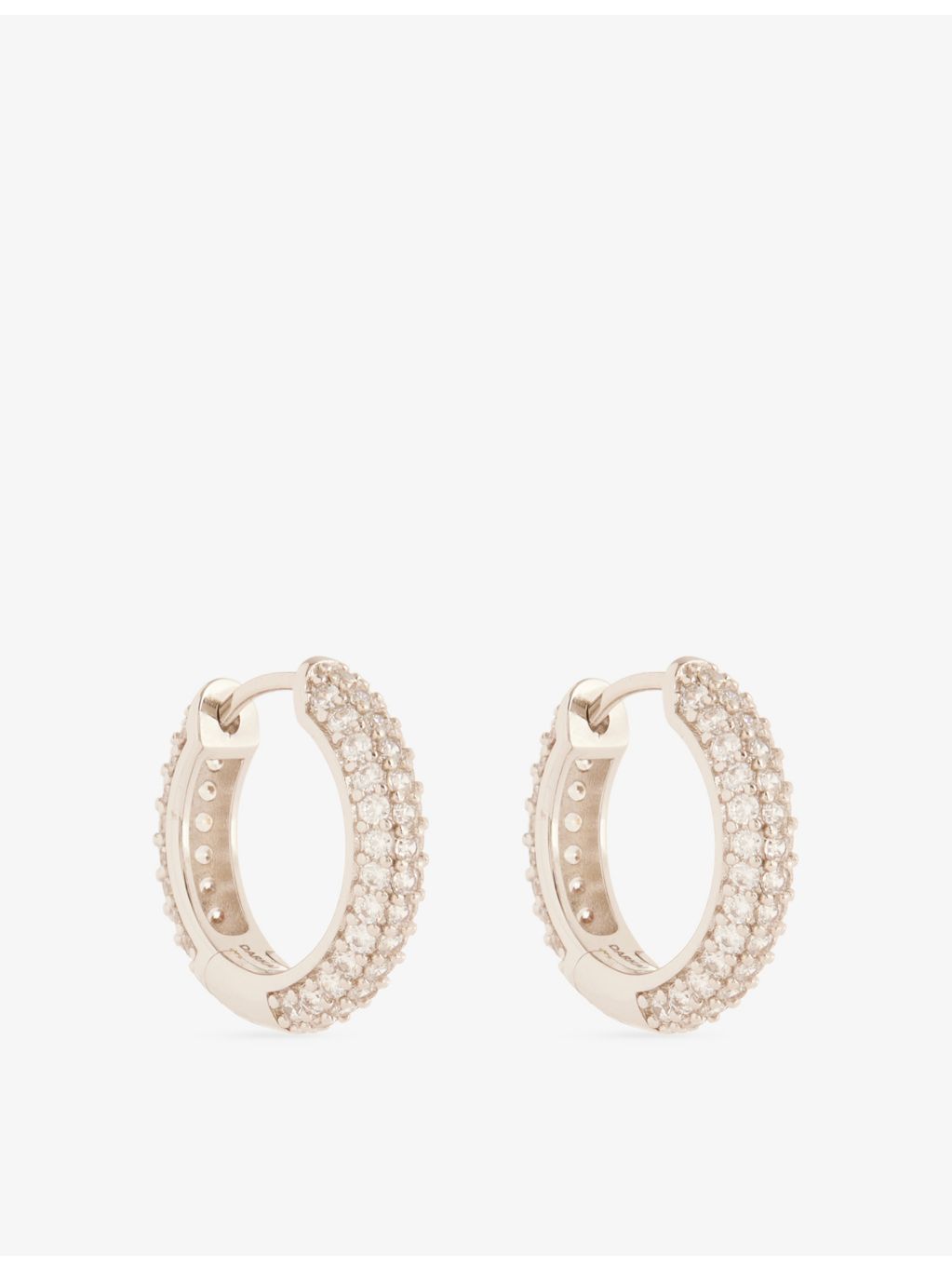 DARKAI hoop pavé earrings 18ct white gold-plated - British product