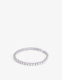 Tennis 18ct White Gold-Plated Stainless Steel, Brass And Pavé-Stone Bracelet - M
