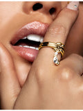 Phoria mini pierced ring 18ct gold vermeil white topaz - British product