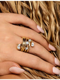 Phoria gold vermeil pear-cut white topaz drop ring (British brand)