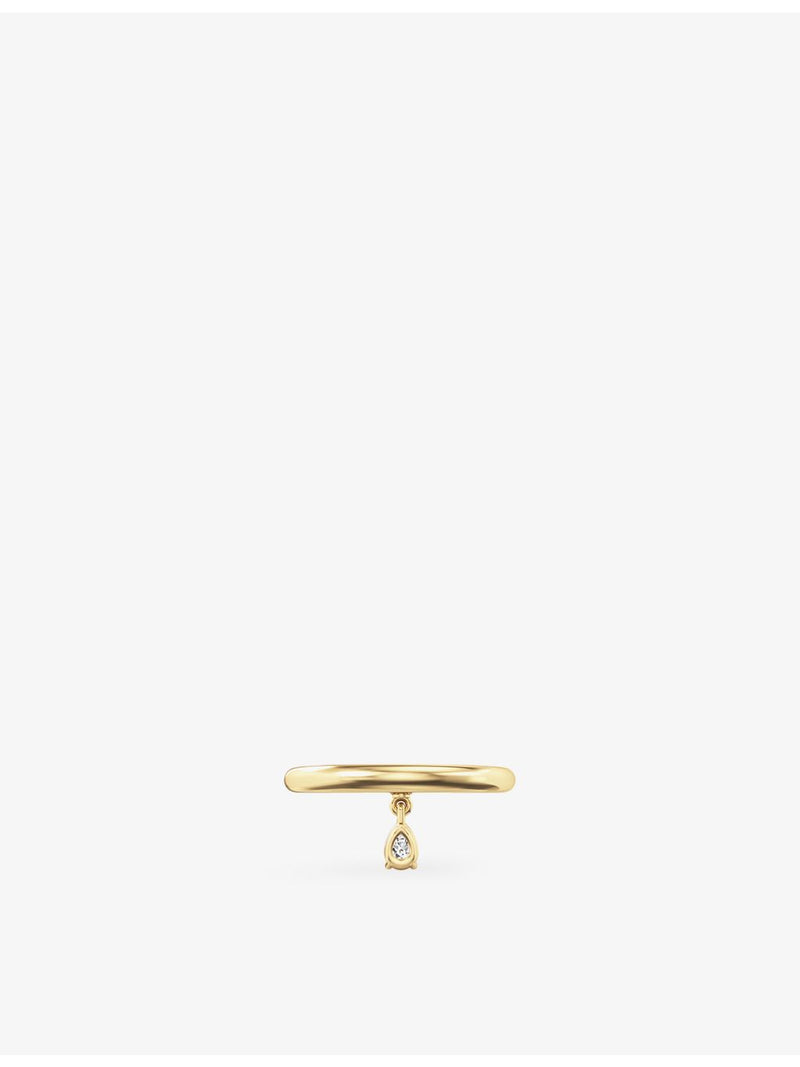 Phoria gold vermeil pear-cut white topaz drop ring (British brand)