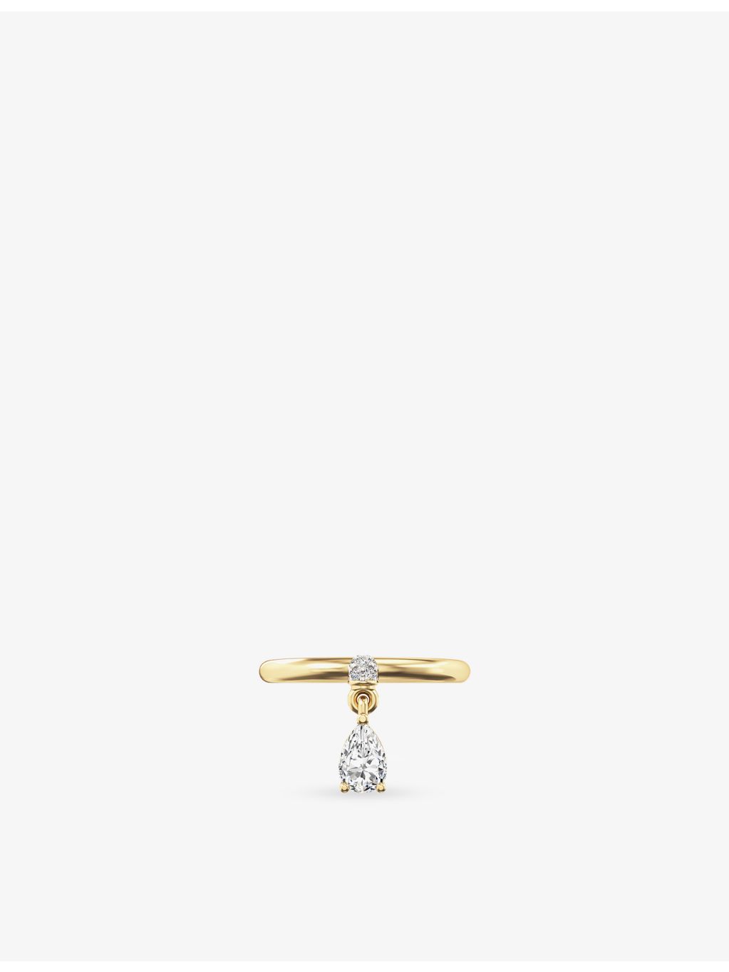 Phoria gold vermeil pear-cut white topaz drop ring (British brand)