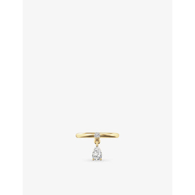 selfridges Phoria Mini Pierced Pear-Cut White Topaz Drop Ring in 18ct Yellow Gold Vermeil- Buy online at McGrocer