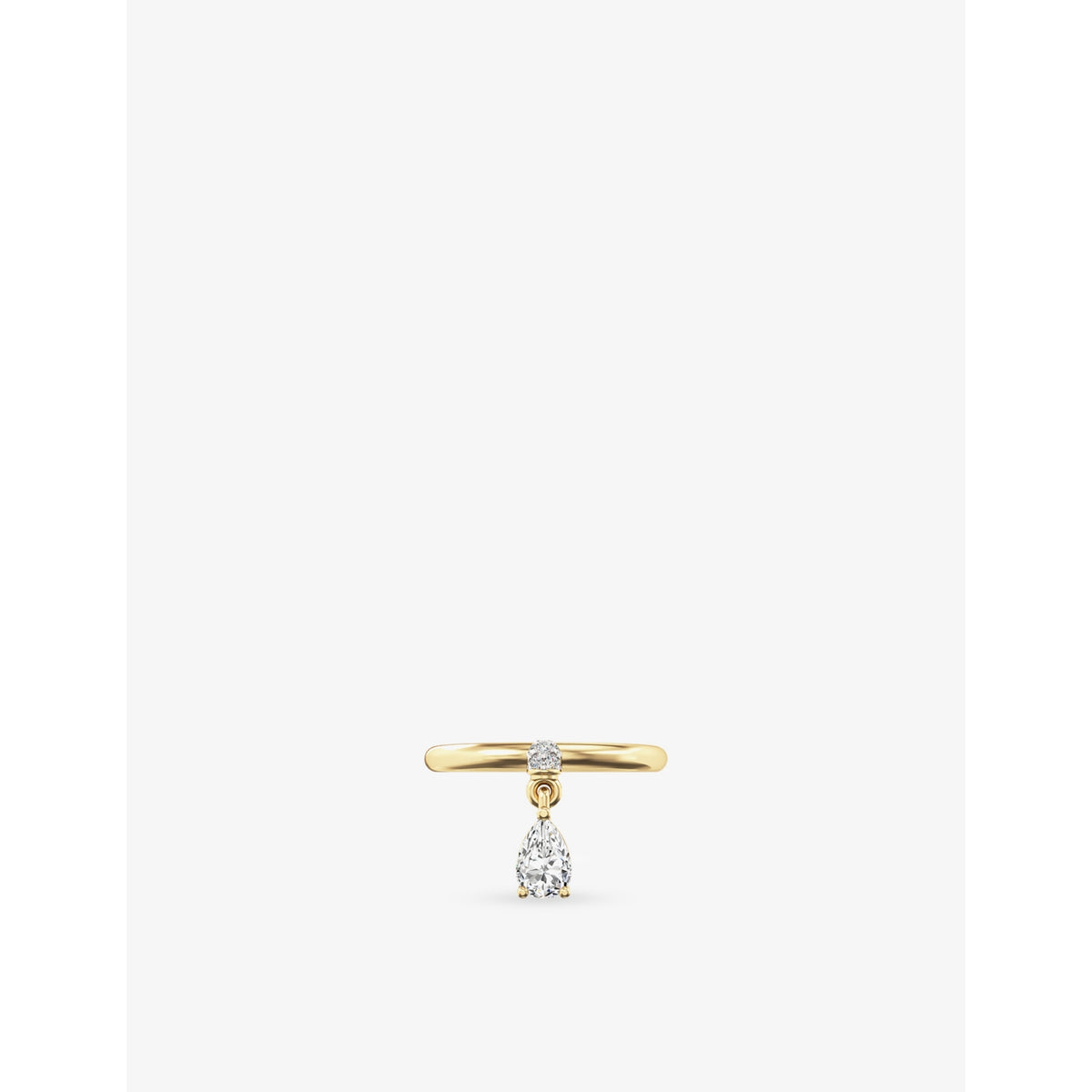 Mini Pierced 18ct Yellow-Gold Vermeil And Pear-Cut White Topaz Drop Ring - L