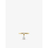Mini Pierced 18ct Yellow-Gold Vermeil And Pear-Cut White Topaz Drop Ring - L