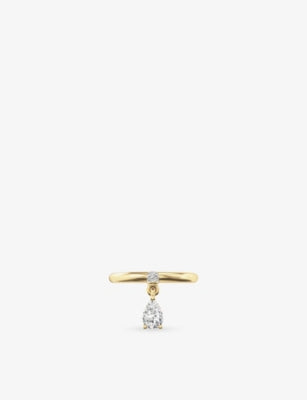 Phoria Mini Pierced Pear-Cut White Topaz Drop Ring in 18ct Yellow Gold Vermeil