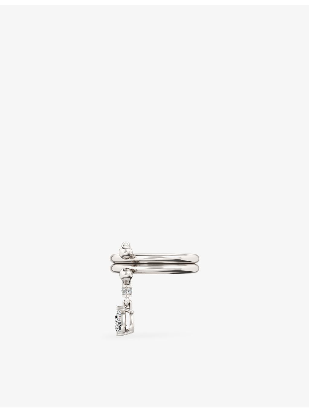 Phoria sterling silver pear-cut white topaz drop ring, imported from the UK