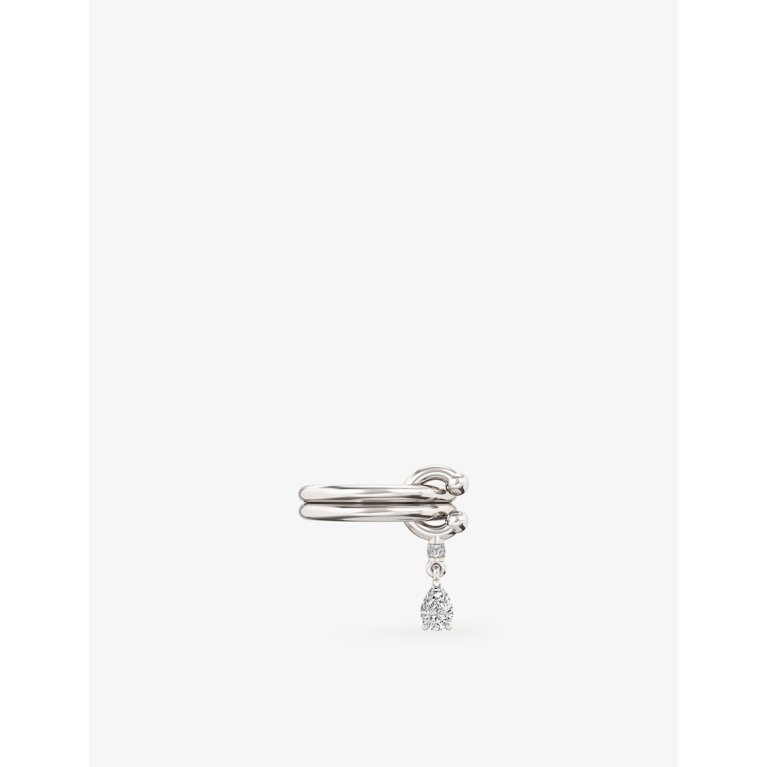 Mini Pierced Sterling-Silver And Pear-Cut White Topaz Drop Ring - L