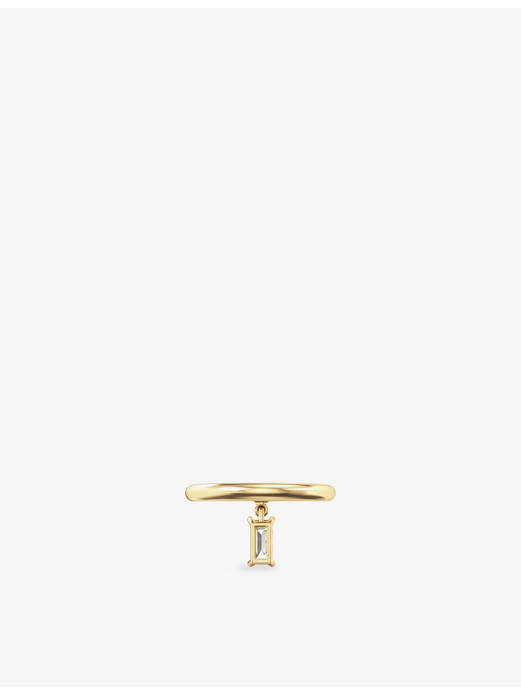 Phoria emerald-cut white topaz drop ring in 18ct gold vermeil - British product