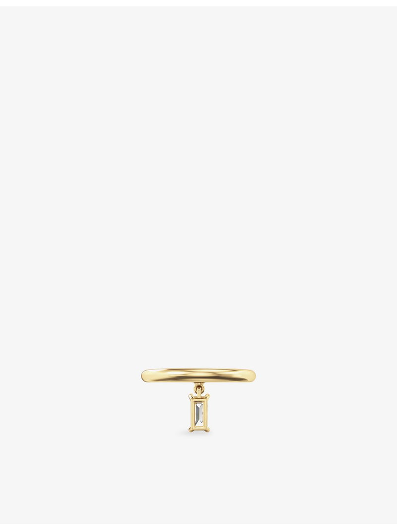 Phoria emerald-cut white topaz drop ring in 18ct gold vermeil - British product