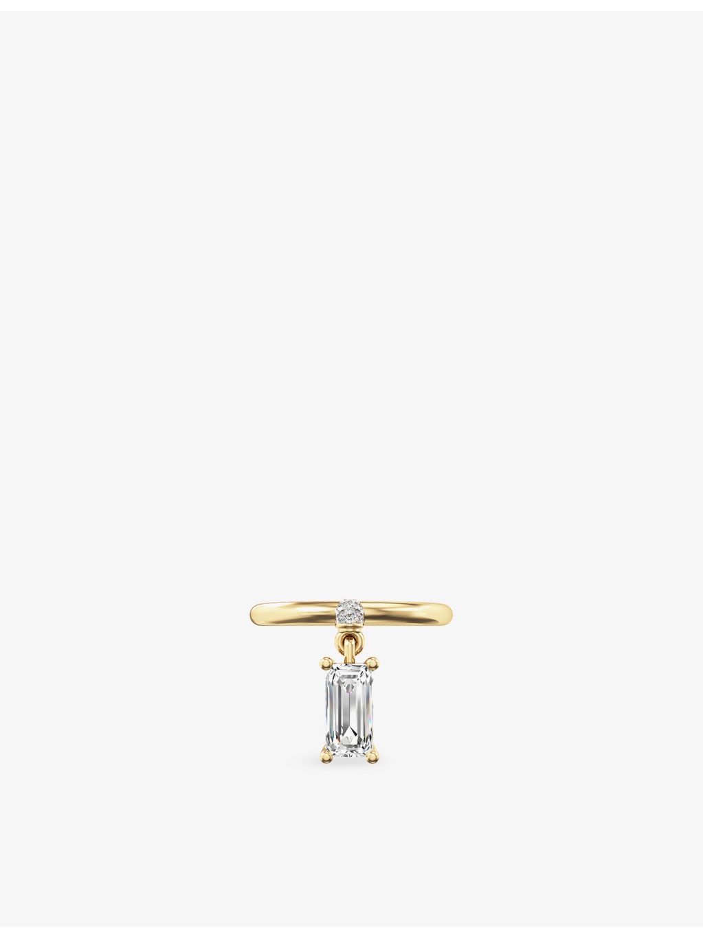 Phoria emerald-cut white topaz drop ring in 18ct gold vermeil - British product