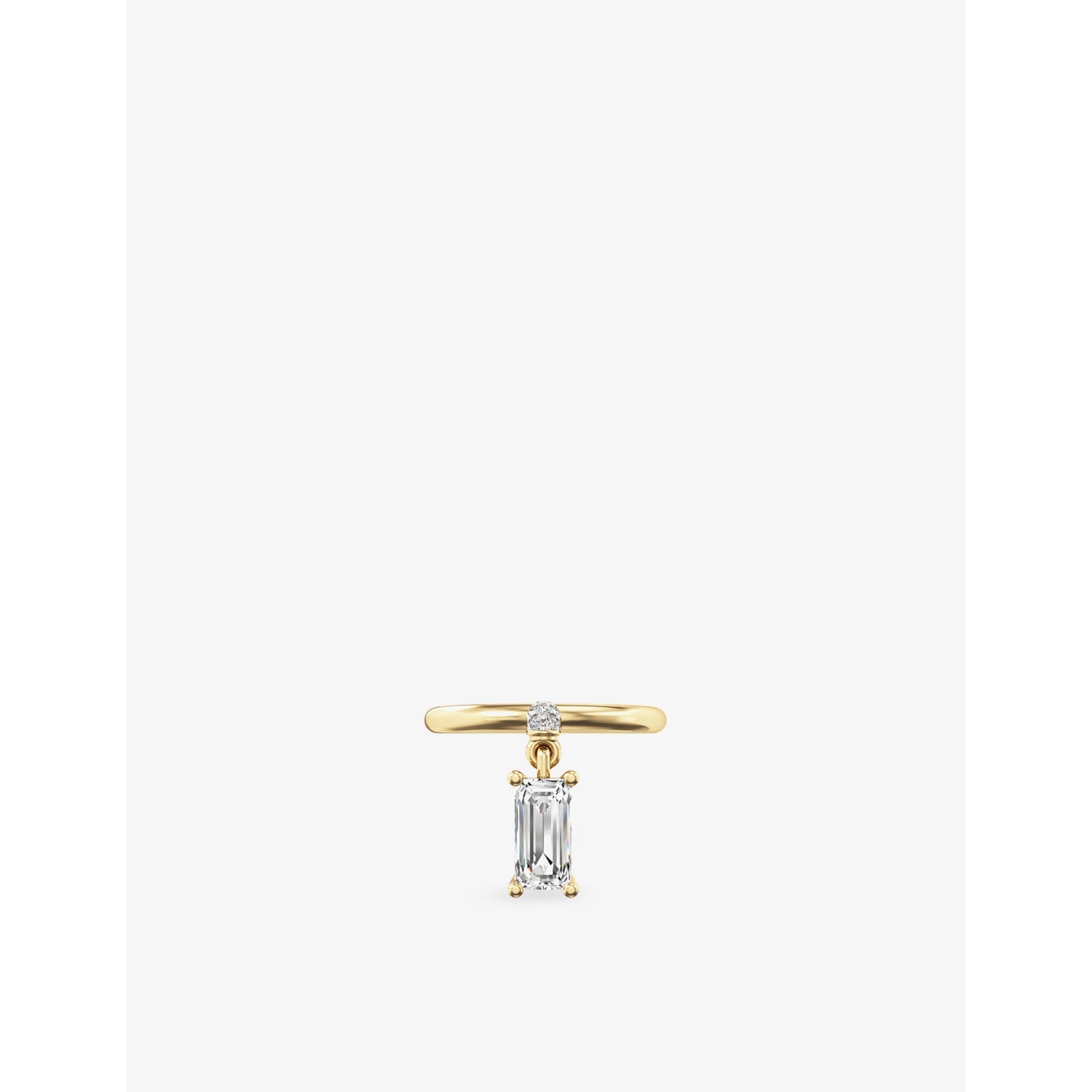 Mini Pierced 18ct Yellow-Gold Vermeil And Emerald-Cut White Topaz Drop Ring - L