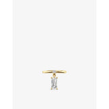 Mini Pierced 18ct Yellow-Gold Vermeil And Emerald-Cut White Topaz Drop Ring - L