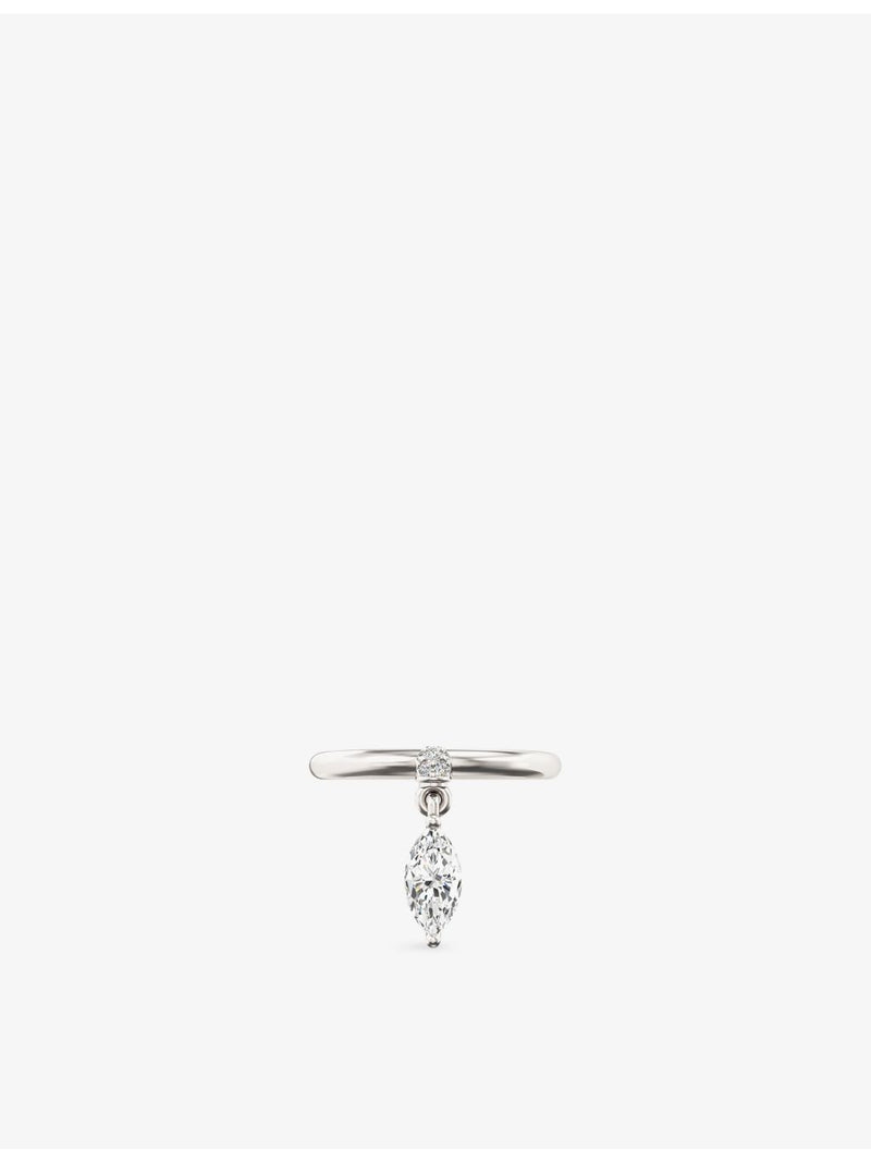 Phoria sterling silver white topaz drop ring size 8x4mm - British product
