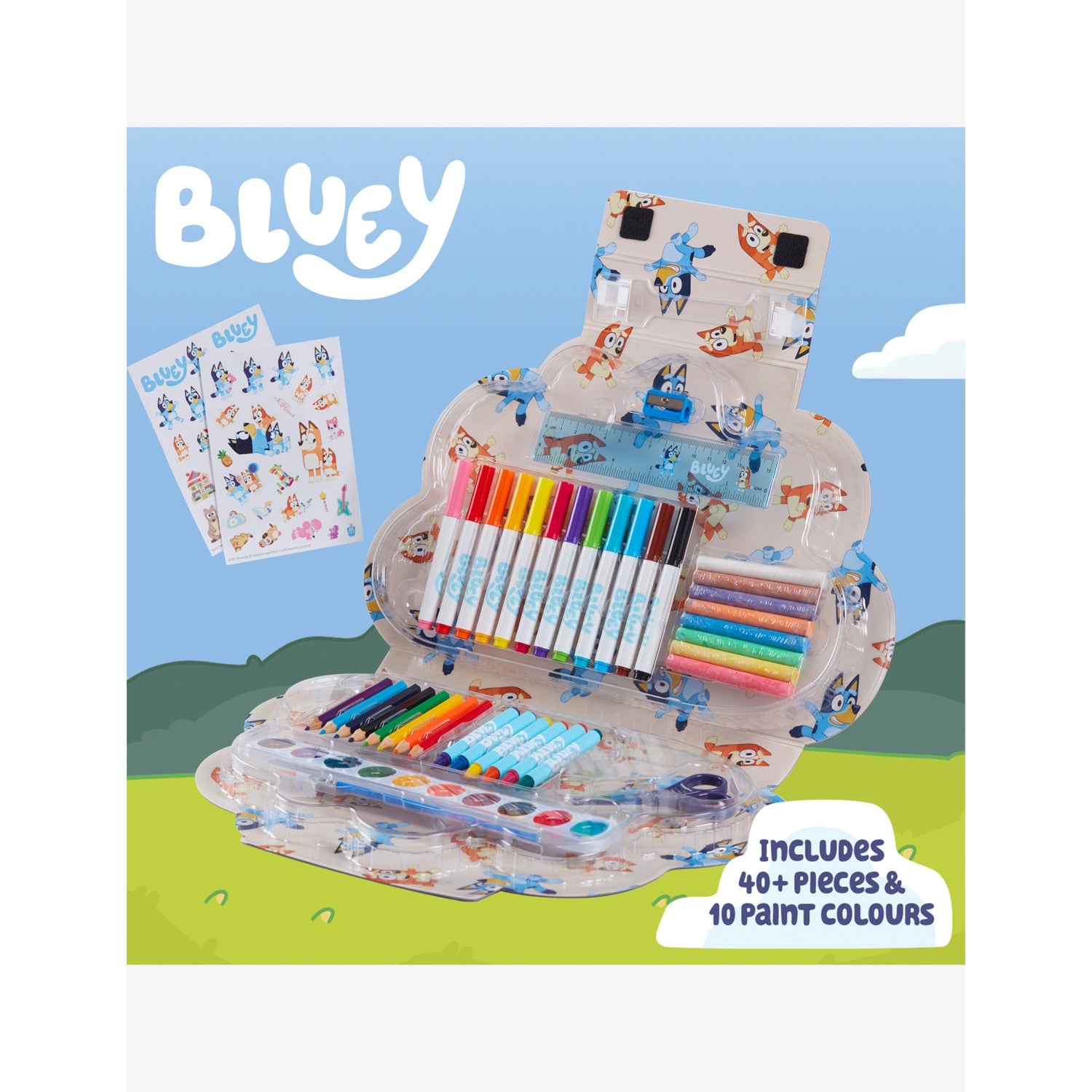 Bluey 50-piece art compendium kit with paints and carry case - British product