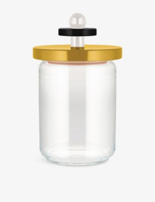 Alessi glass storage jar with beechwood lid, 750ml, imported from the UK