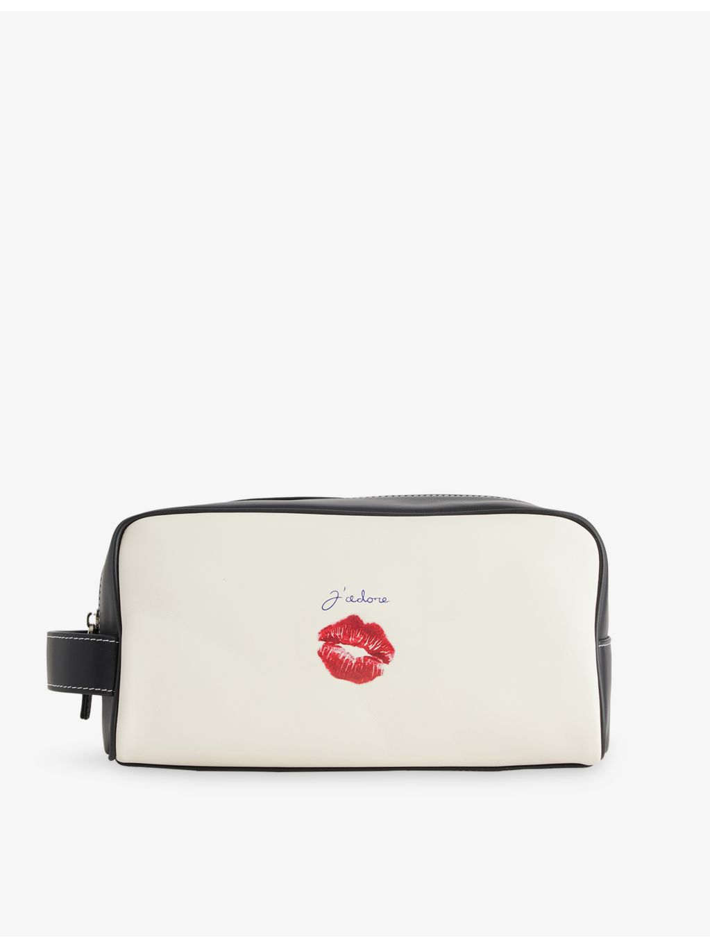 Duke + Dexter leather wash bag with Mason Kiss print - British product
