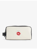 Duke + Dexter leather wash bag with Mason Kiss print - British product