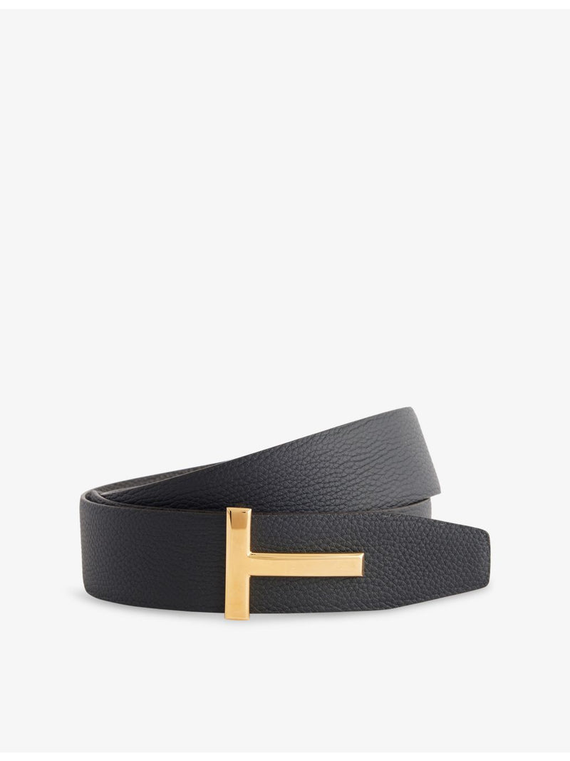 Tom Ford reversible leather belt with gold-tone buckle, imported from the UK