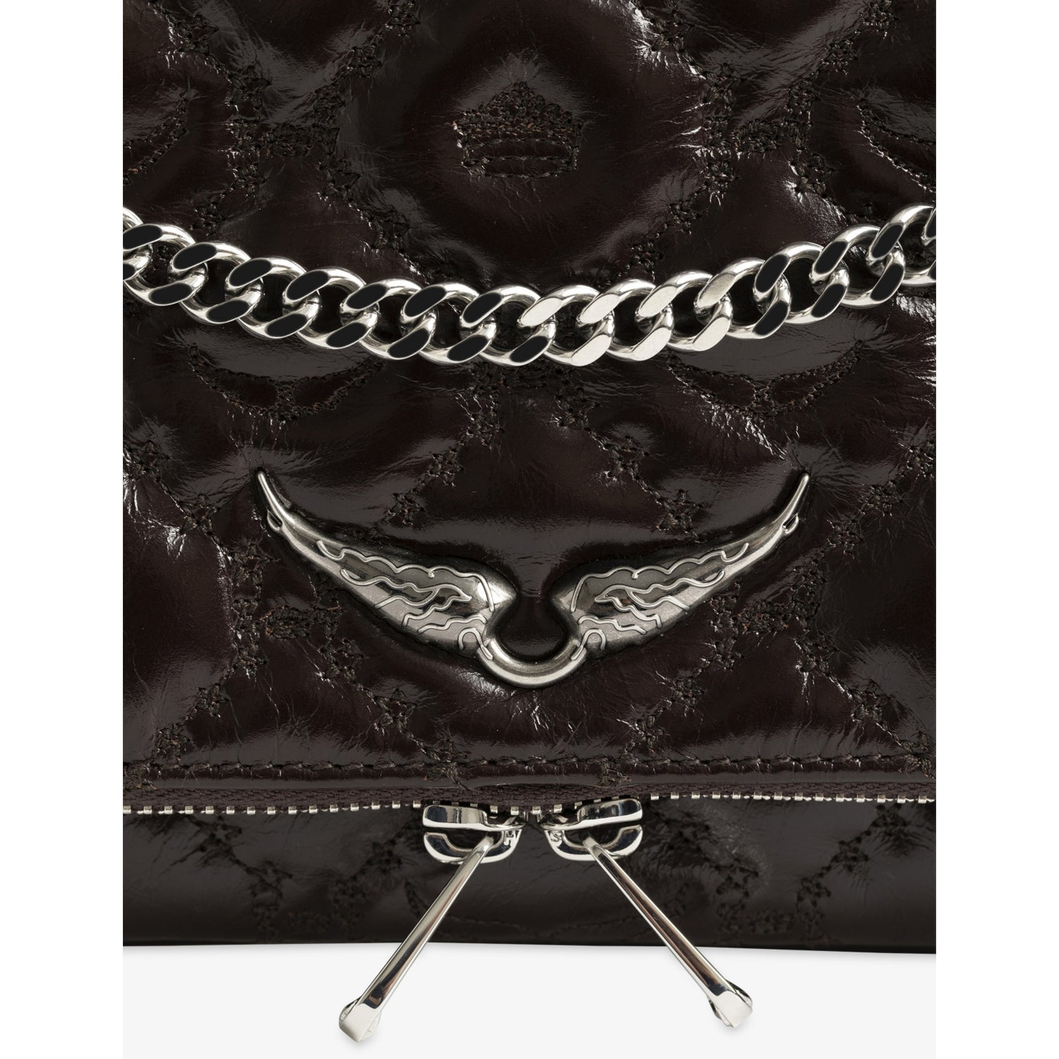 Zadig&Voltaire Rock II patent-leather clutch bag, quilted, imported from the UK