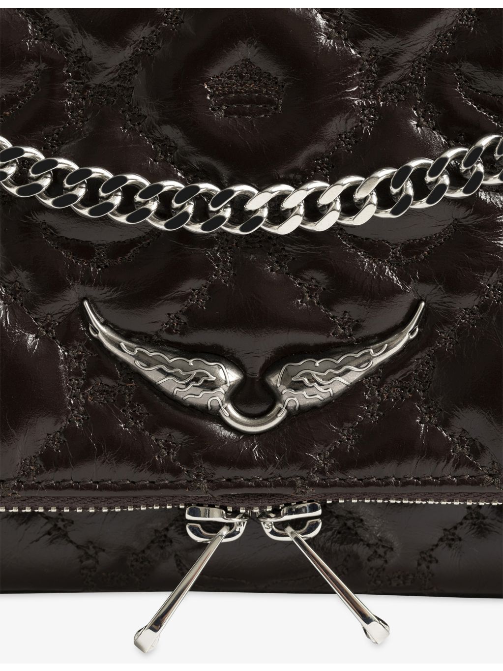Zadig&Voltaire Rock II patent-leather clutch bag, quilted, imported from the UK