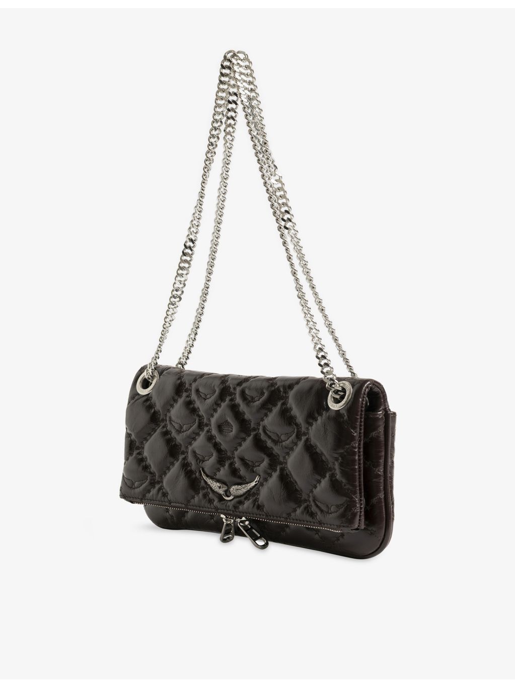Zadig&Voltaire Rock II patent-leather clutch bag, quilted, imported from the UK