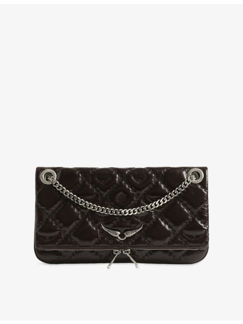 Zadig&Voltaire Rock II patent-leather clutch bag, quilted, imported from the UK