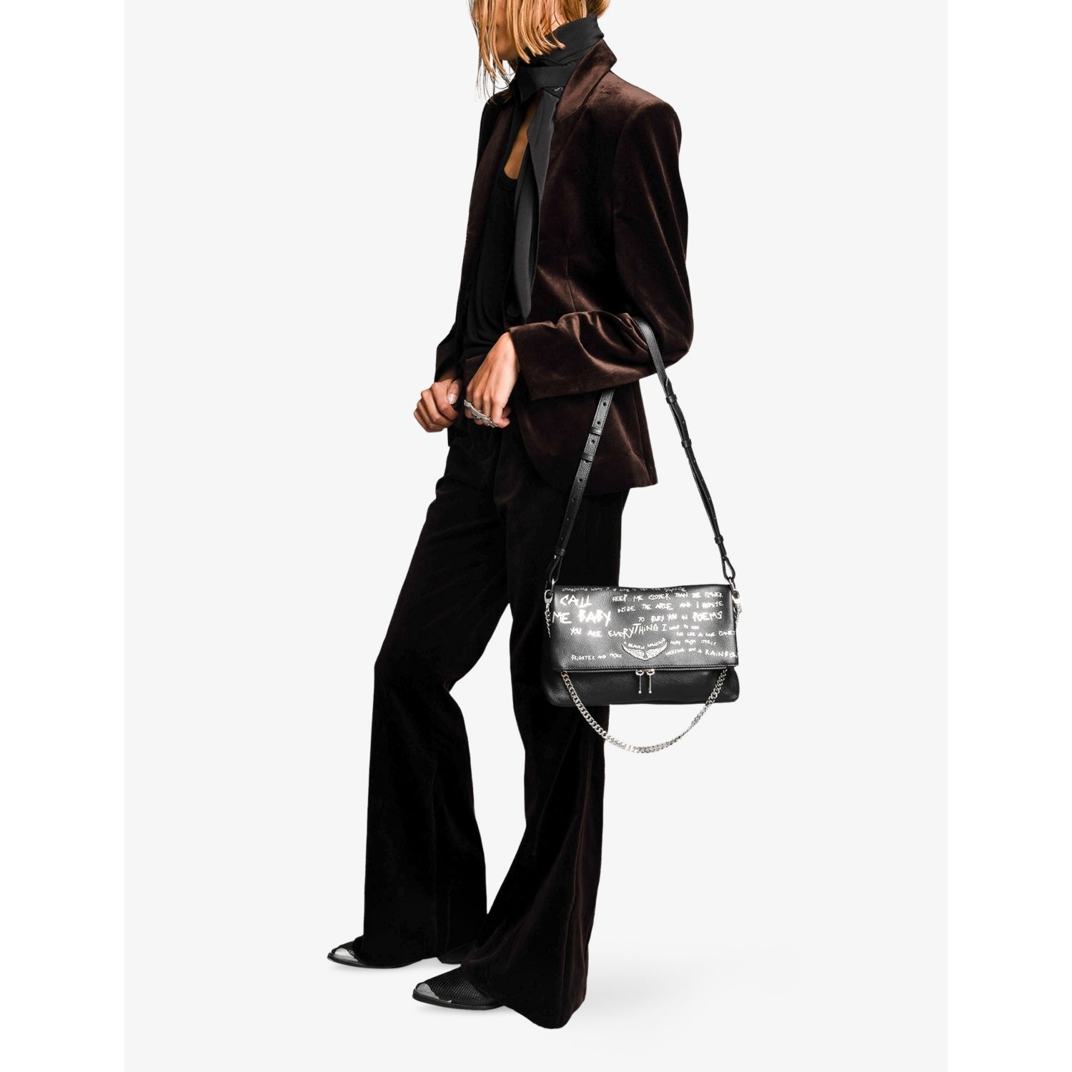 Zadig Voltaire Rocky II graffiti leather cross-body bag, UK version