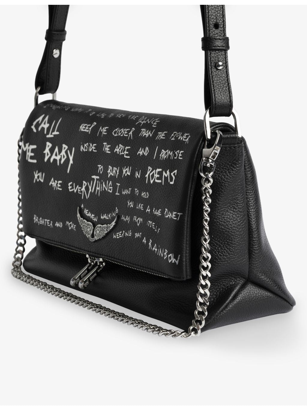 Zadig Voltaire Rocky II graffiti leather cross-body bag, UK version