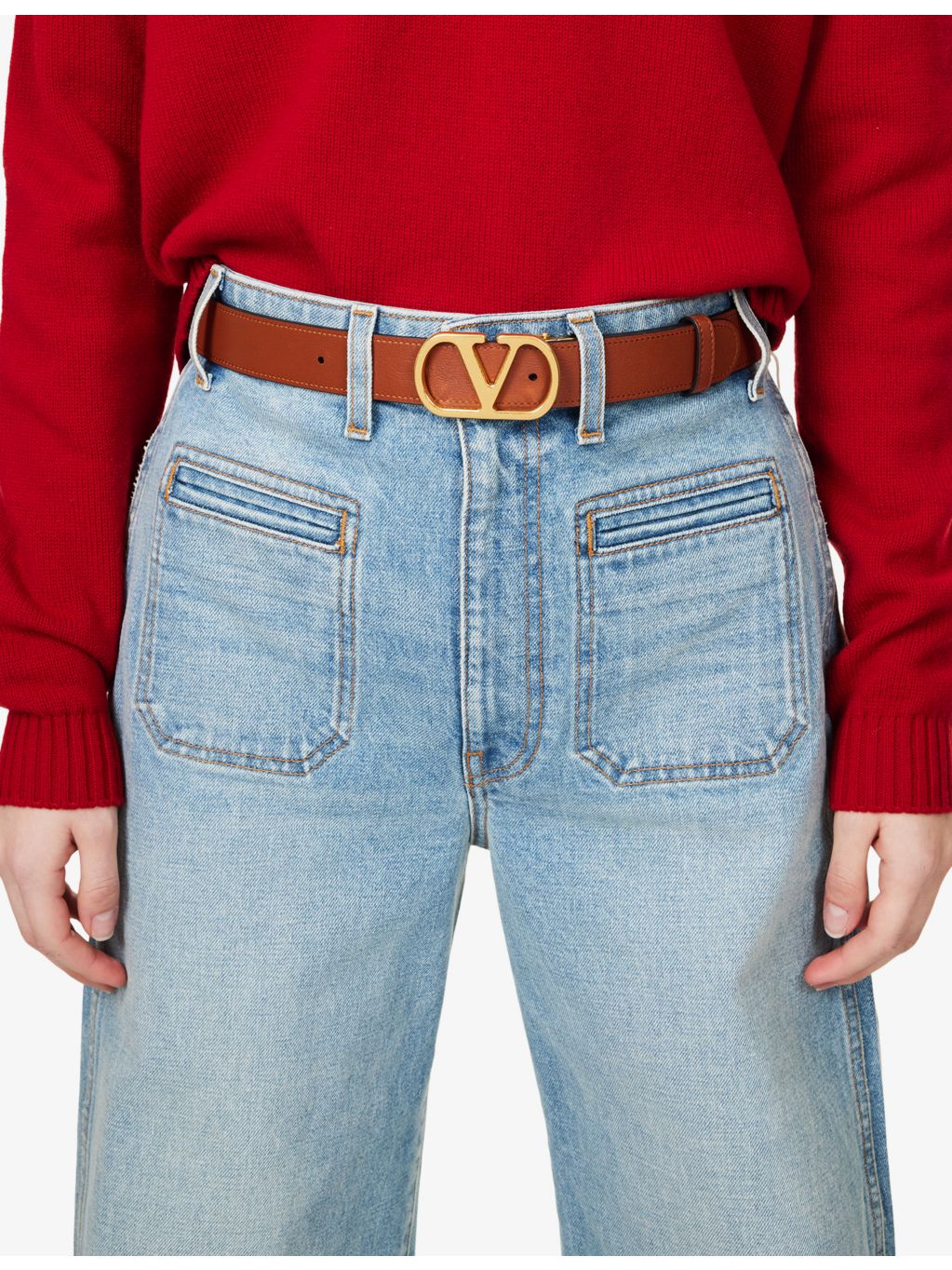 Valentino Garavani VLogo reversible leather belt 3cm (British brand)