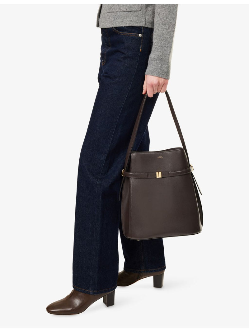 TOTEME leather bucket bag with gold clasp, imported from the UK