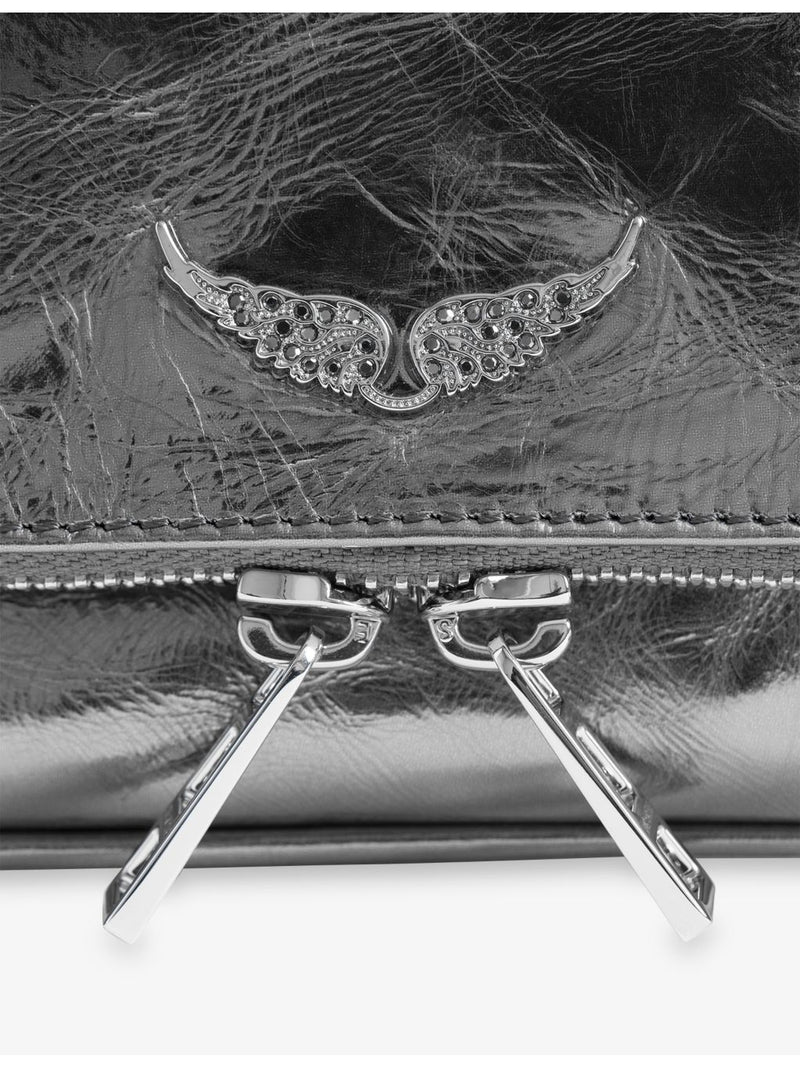Zadig&Voltaire Rock Nano metallic leather clutch bag, UK version