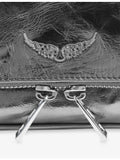 Zadig&Voltaire Rock Nano metallic leather clutch bag, UK version
