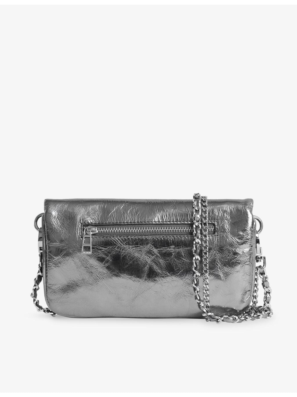 Zadig&Voltaire Rock Nano metallic leather clutch bag, UK version