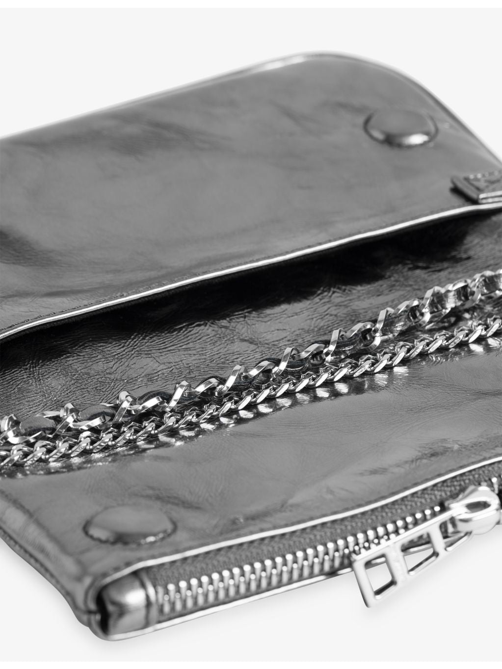 Zadig&Voltaire Rock Nano metallic leather clutch bag, UK version