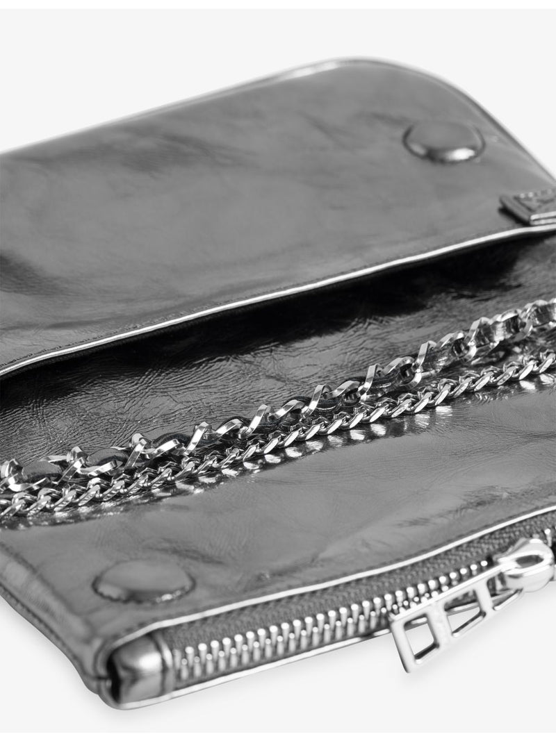 Zadig&Voltaire Rock Nano metallic leather clutch bag, UK version