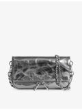 Zadig&Voltaire Rock Nano metallic leather clutch bag, UK version
